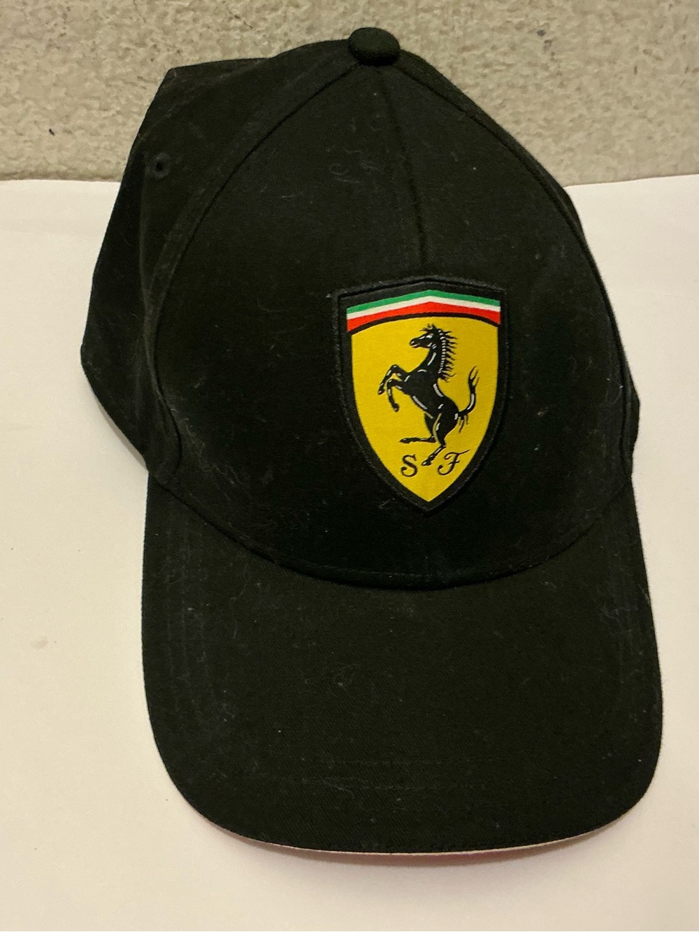 Ferrari Black Baseball Cap with Yellow Shield Logo